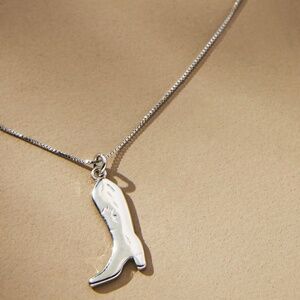 Serefina by Anthro Silver Boot Pendant Necklace